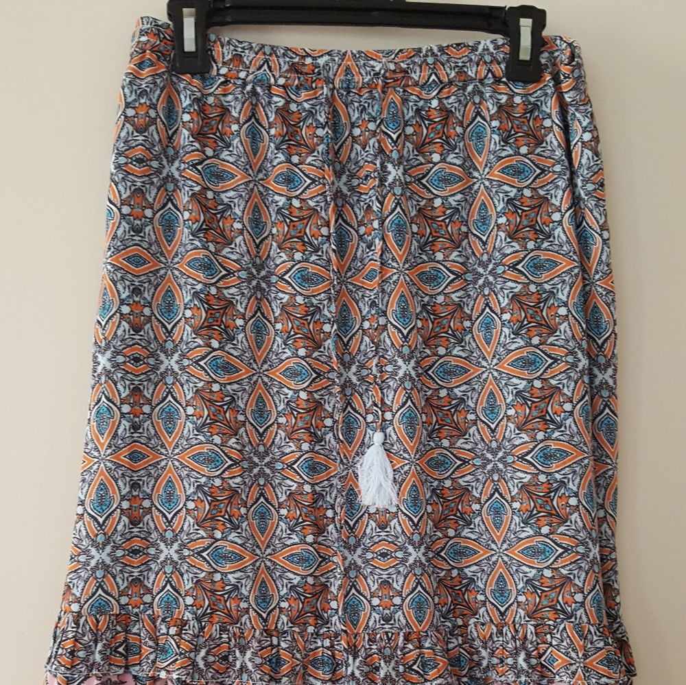 Multi-patterned ruffled skirt
